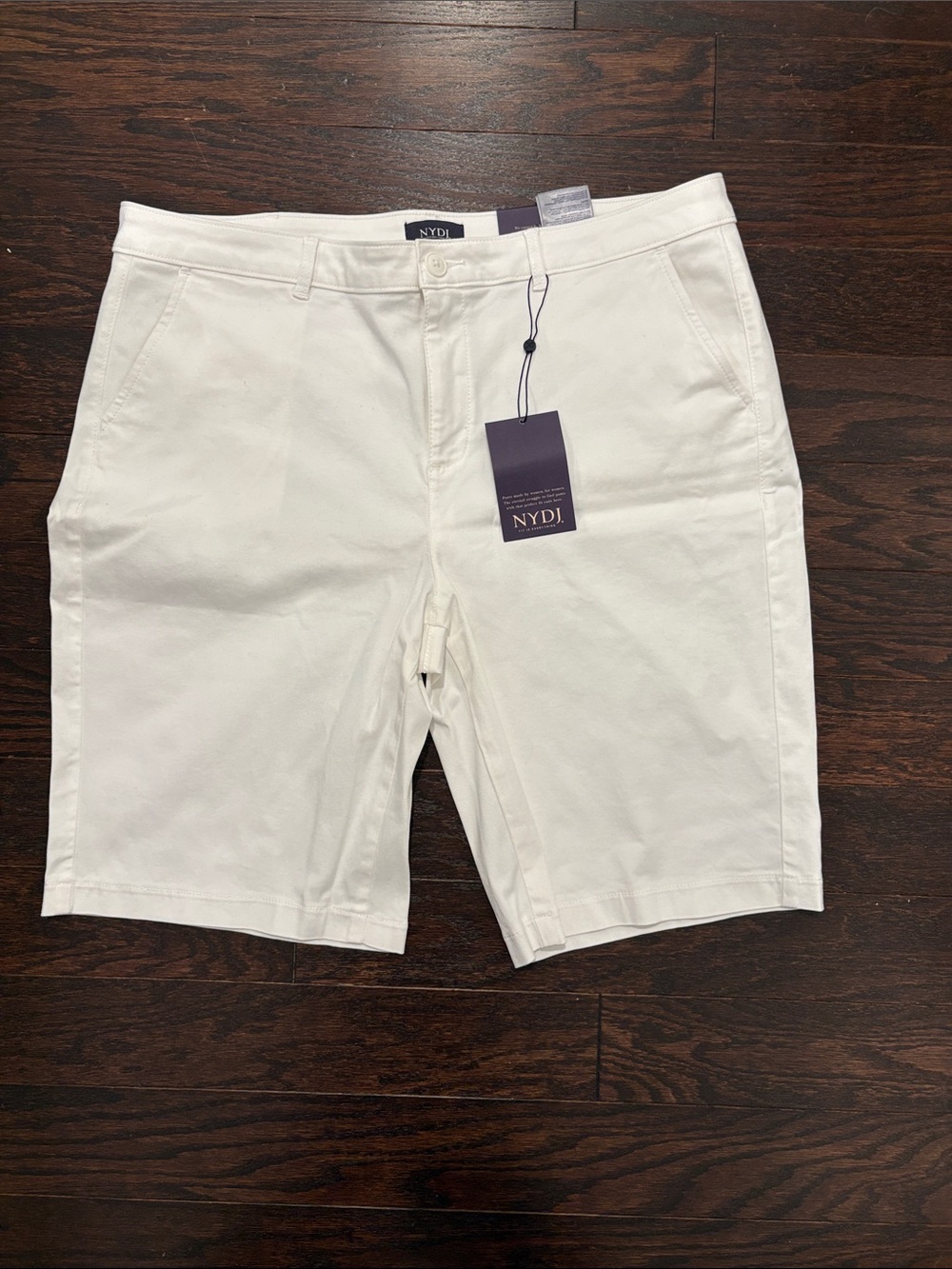 NYDJ  White Stretch Flat Front Shorts